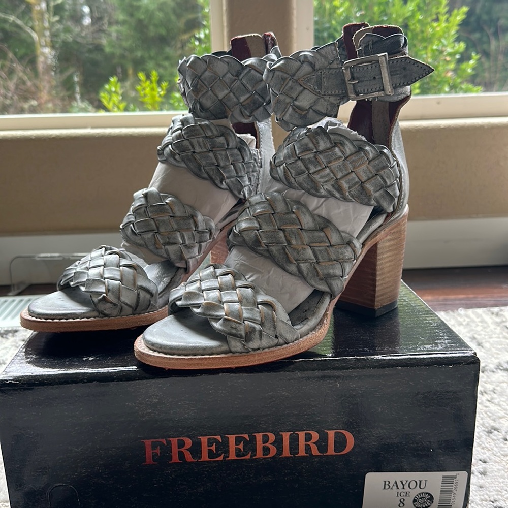 Freebird Bayou Ice Heeled Sandals.